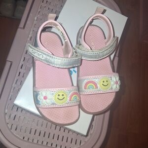 Carter's Pink and Silver Kids Sandals with Smiley and Rainbow